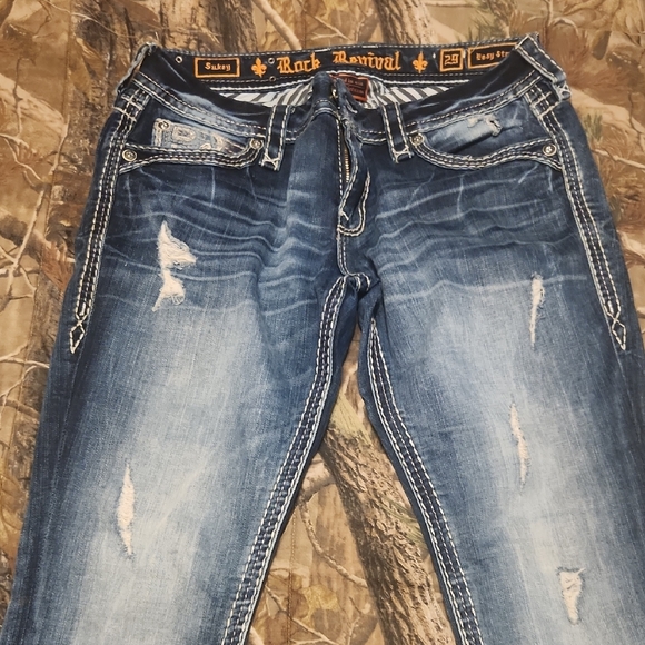 Rock Revival Distressed Blue Women's Jeans - Picture 6 of 7